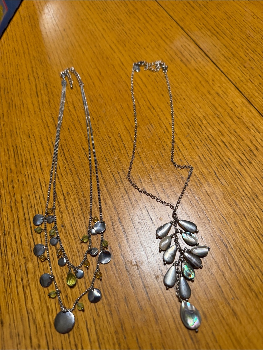 Lia Sophia Silver-Tone Multi-Strand Leaf & Abalone Teardrop Necklace Set